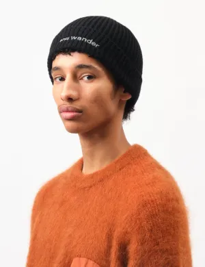 and Wander Shetland Wool Knit Beanie Hat - Black