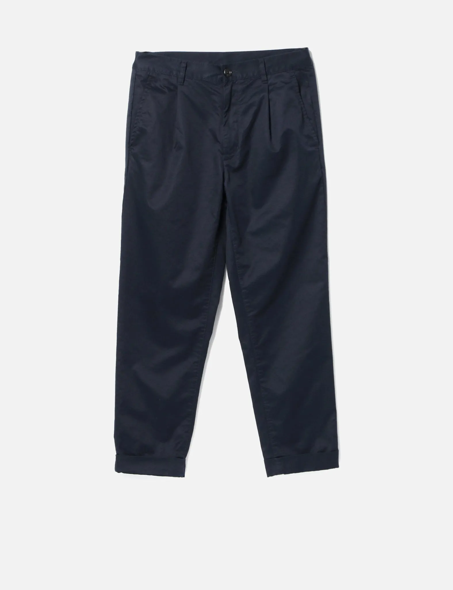 Beams Plus 1 Pleat Trousers (Cotton Twill) - Navy Blue