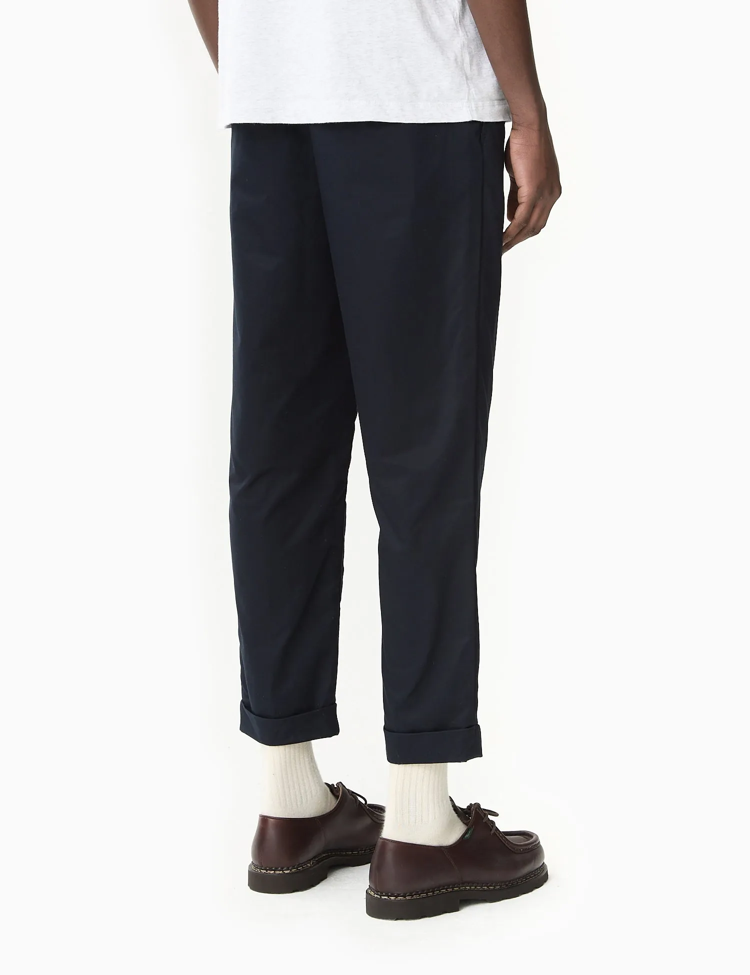 Beams Plus 1 Pleat Trousers (Cotton Twill) - Navy Blue
