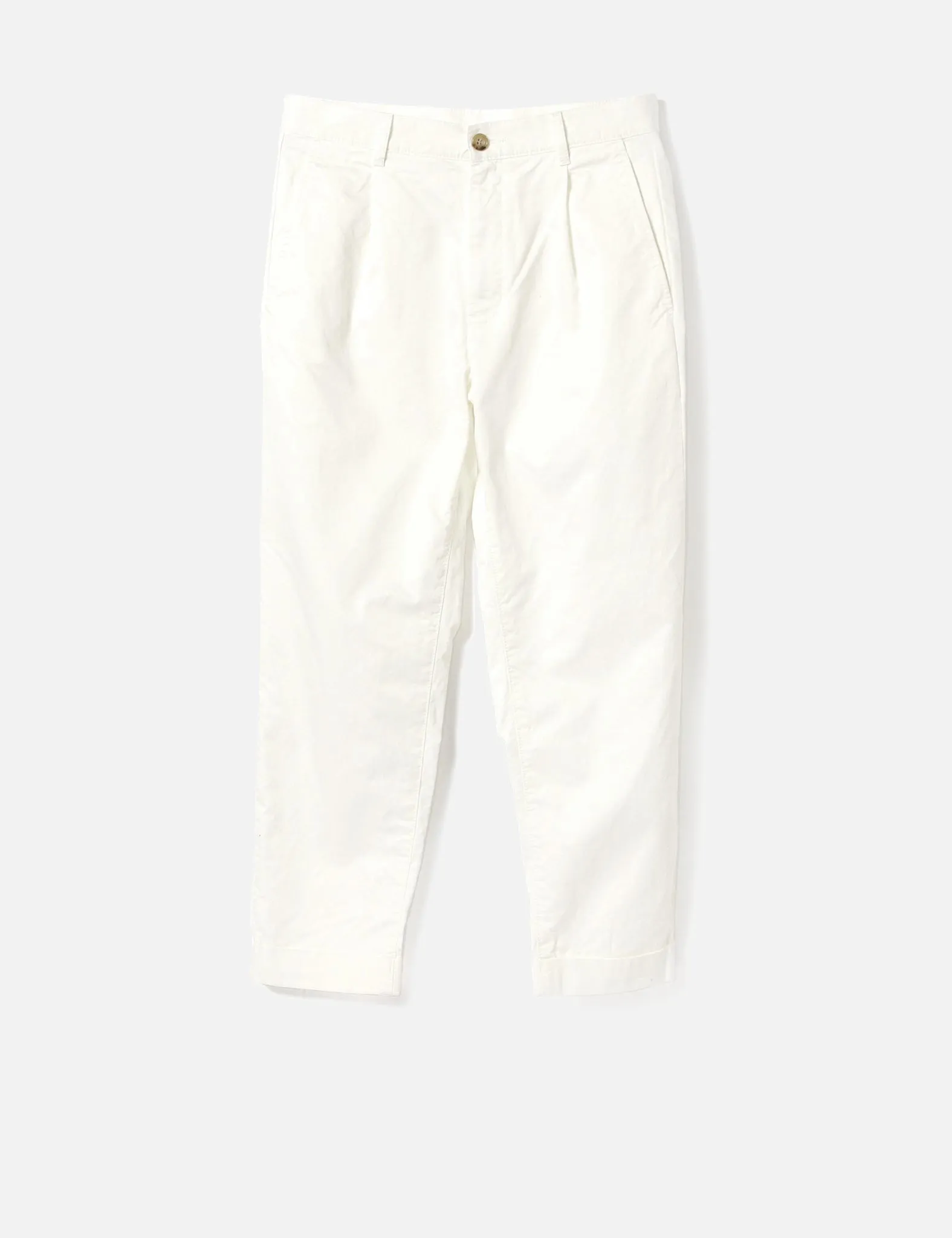 Beams Plus 1 Pleat Trousers (Cotton Twill) - White