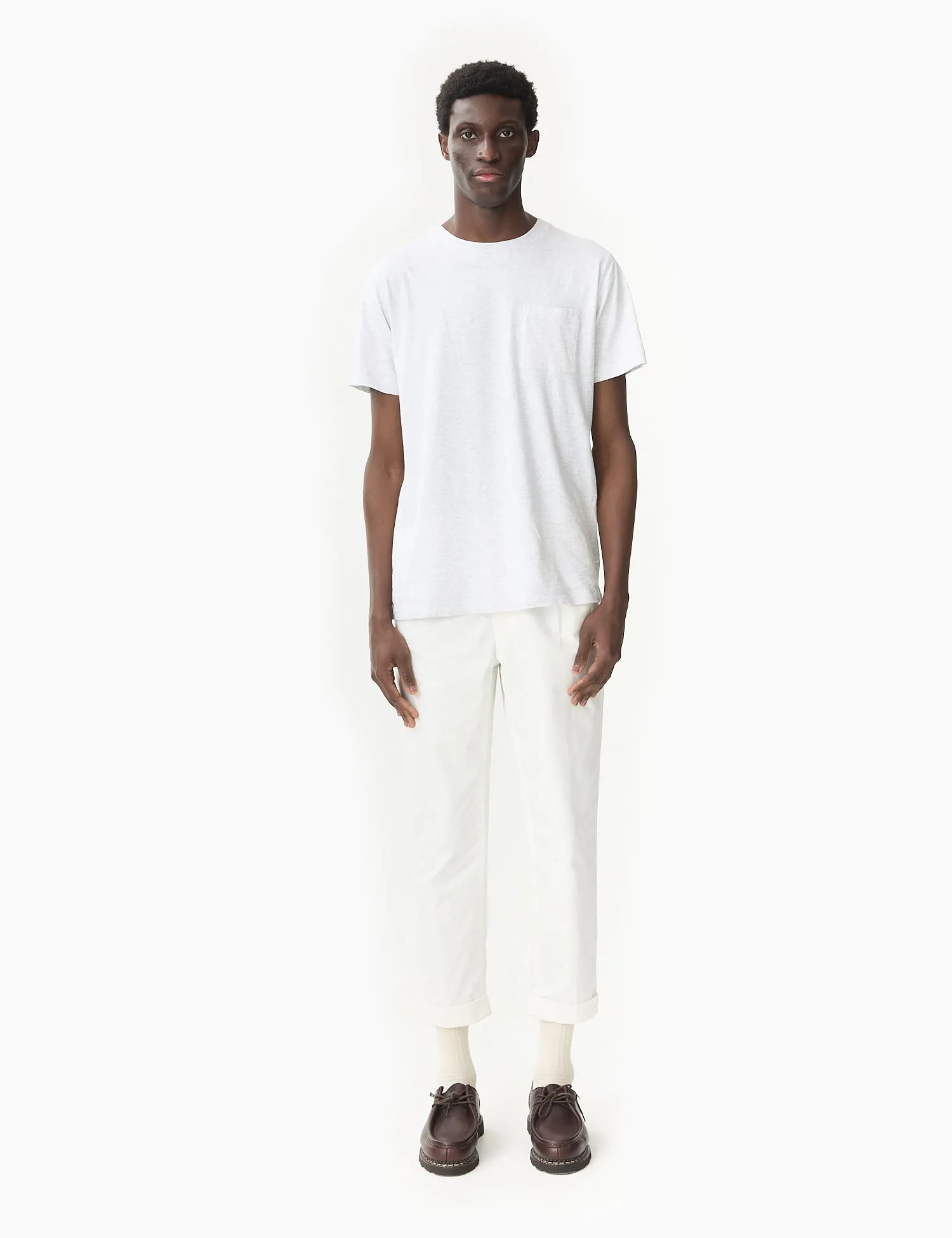 Beams Plus 1 Pleat Trousers (Cotton Twill) - White