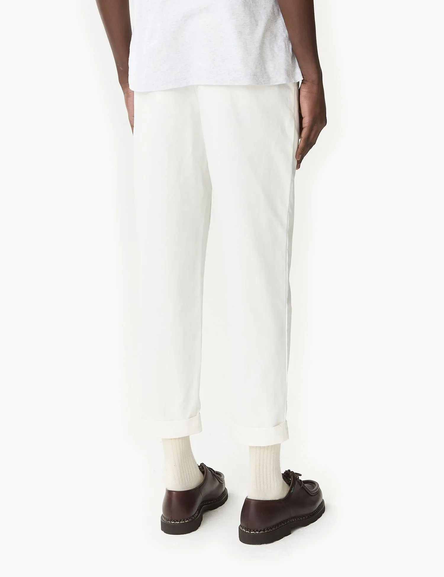 Beams Plus 1 Pleat Trousers (Cotton Twill) - White