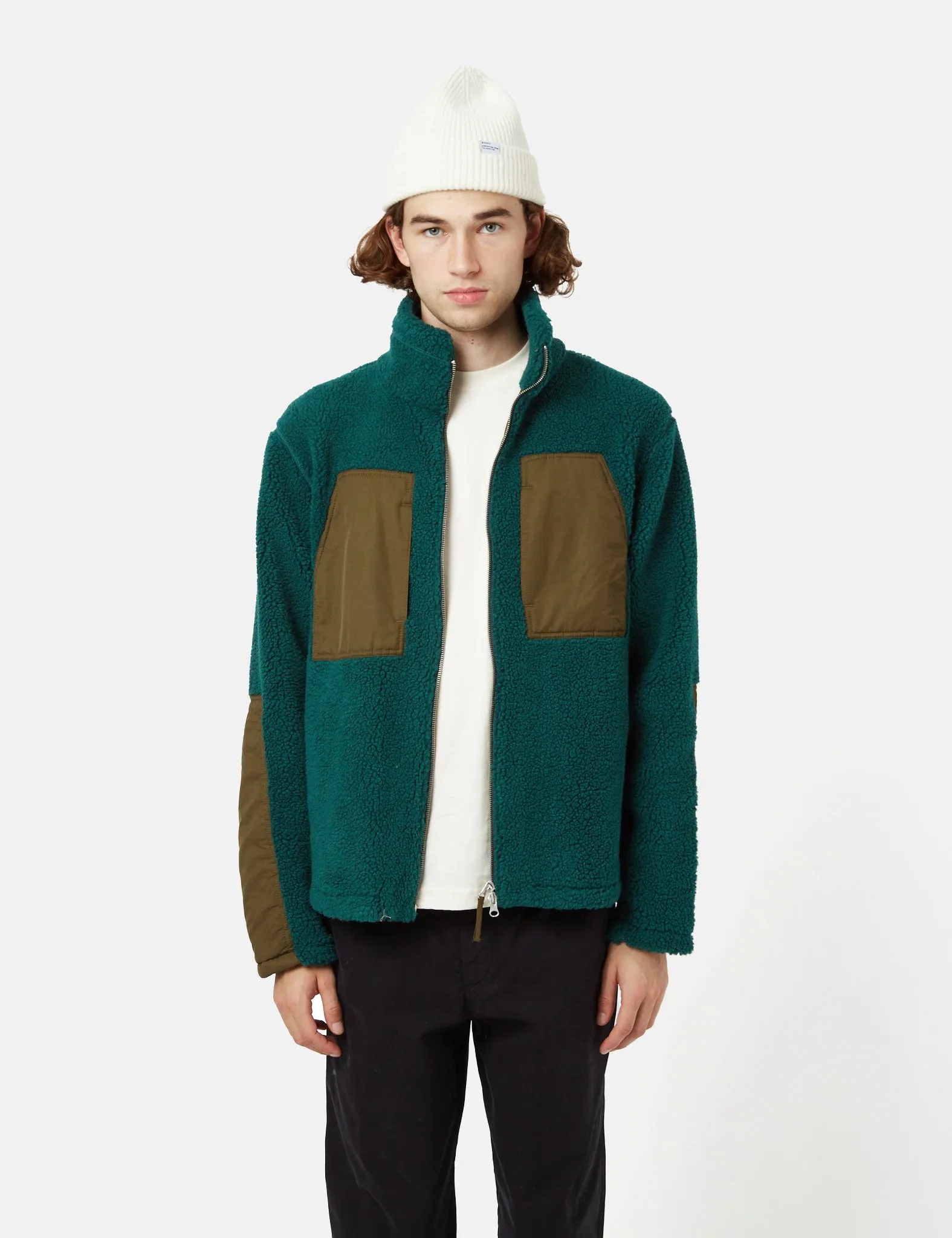 Bhode Sherpa Zip Fleece Jacket - Bottle Green
