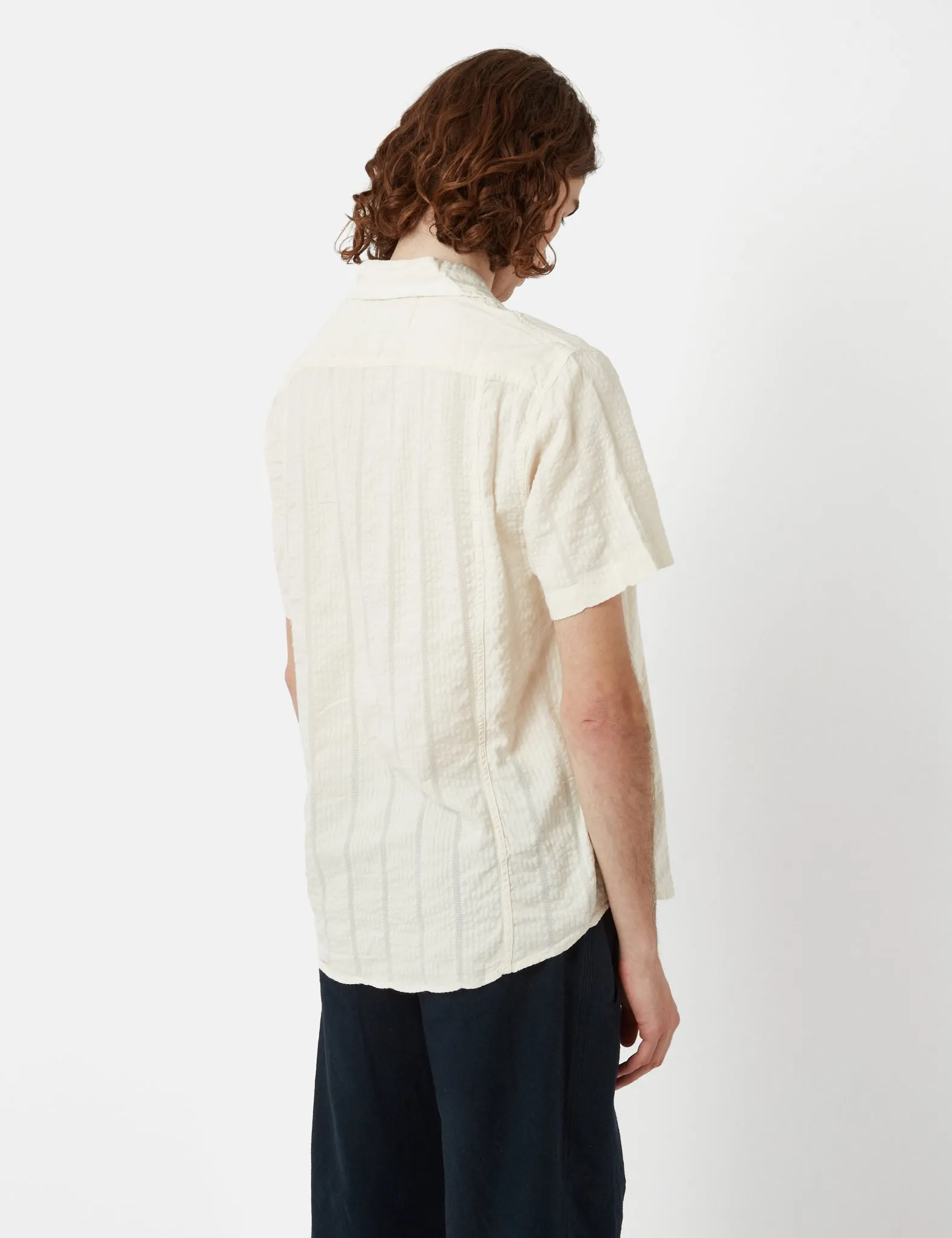 Corridor Striped Seersucker Short Sleeve Shirt - White