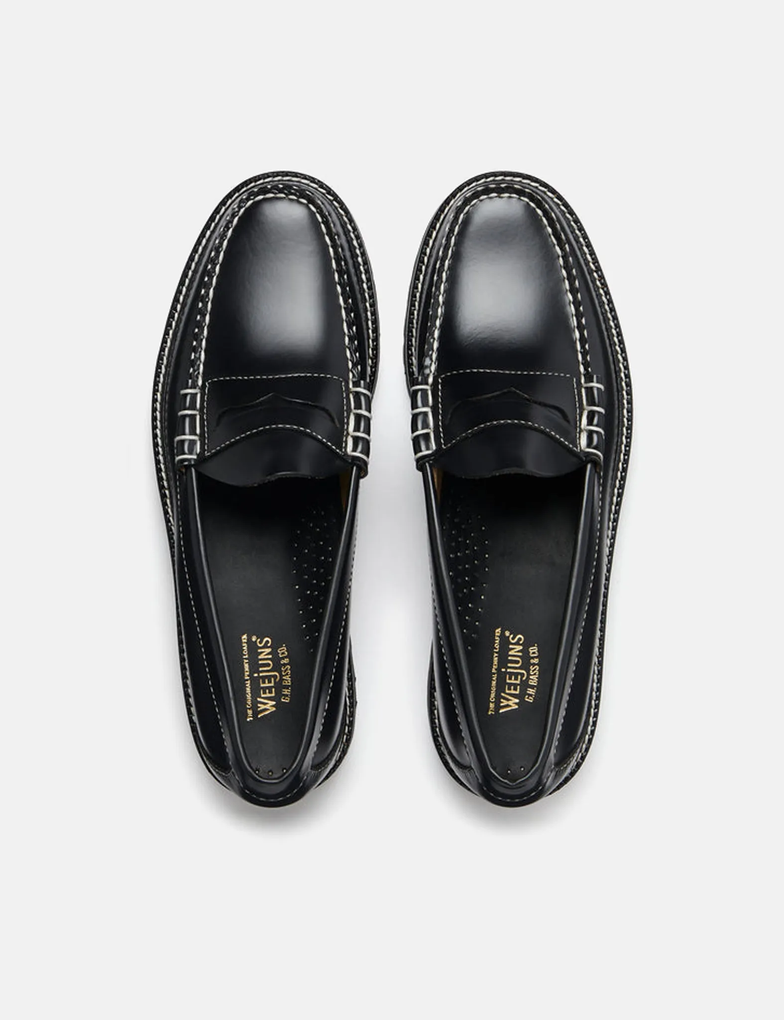 G.H. Bass Weejuns 90 Larson Contrast Stitch (Leather) - Black