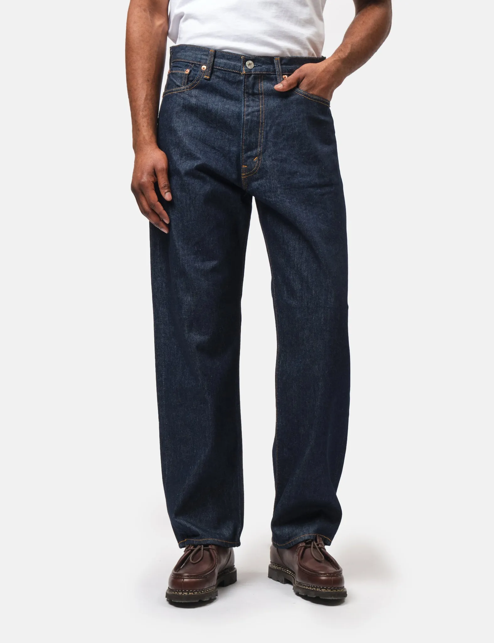 orSlow 101 Dad Fit Jeans - Blue, One Wash