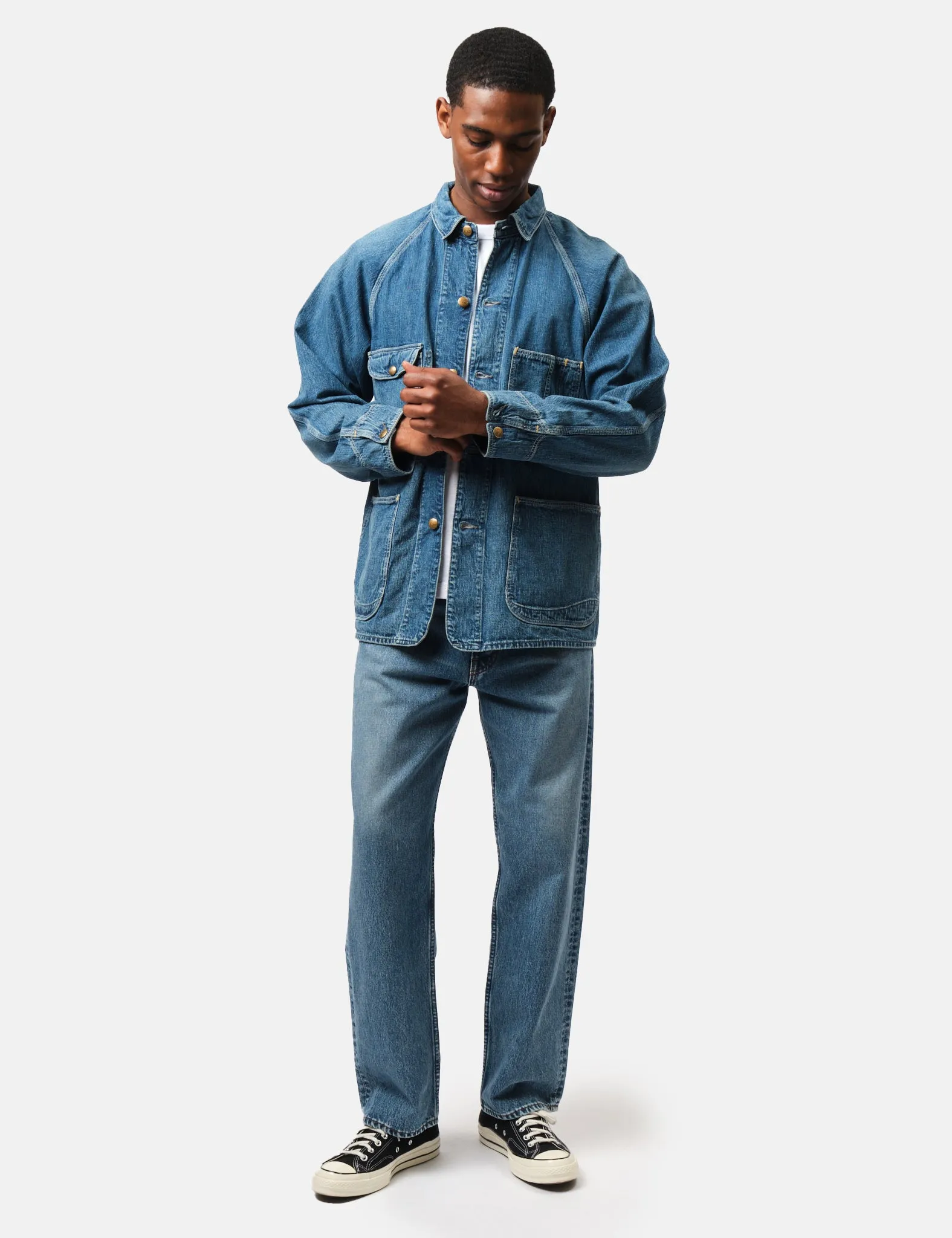 orSlow 101 Dad Fit Jeans - Blue, Used wash