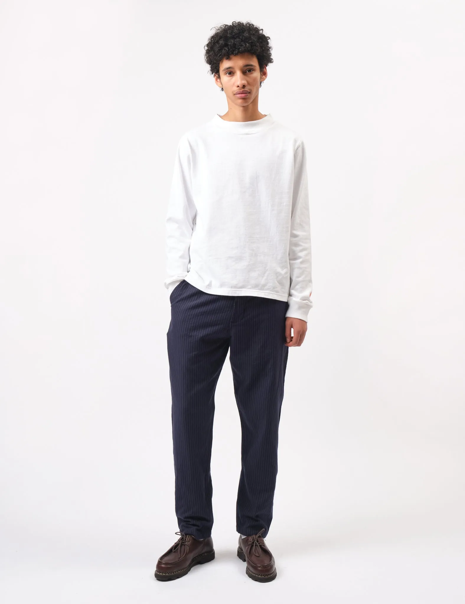 Universal Works Military Chino (Cotton Pinstripe) - Navy Blue